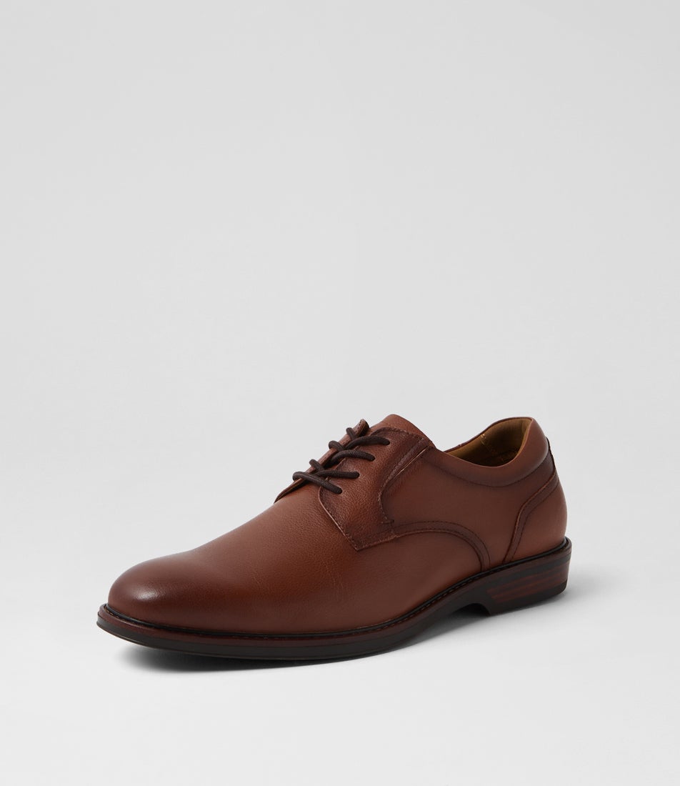 Traveller Plain Cognac Leather Lace Up Flats