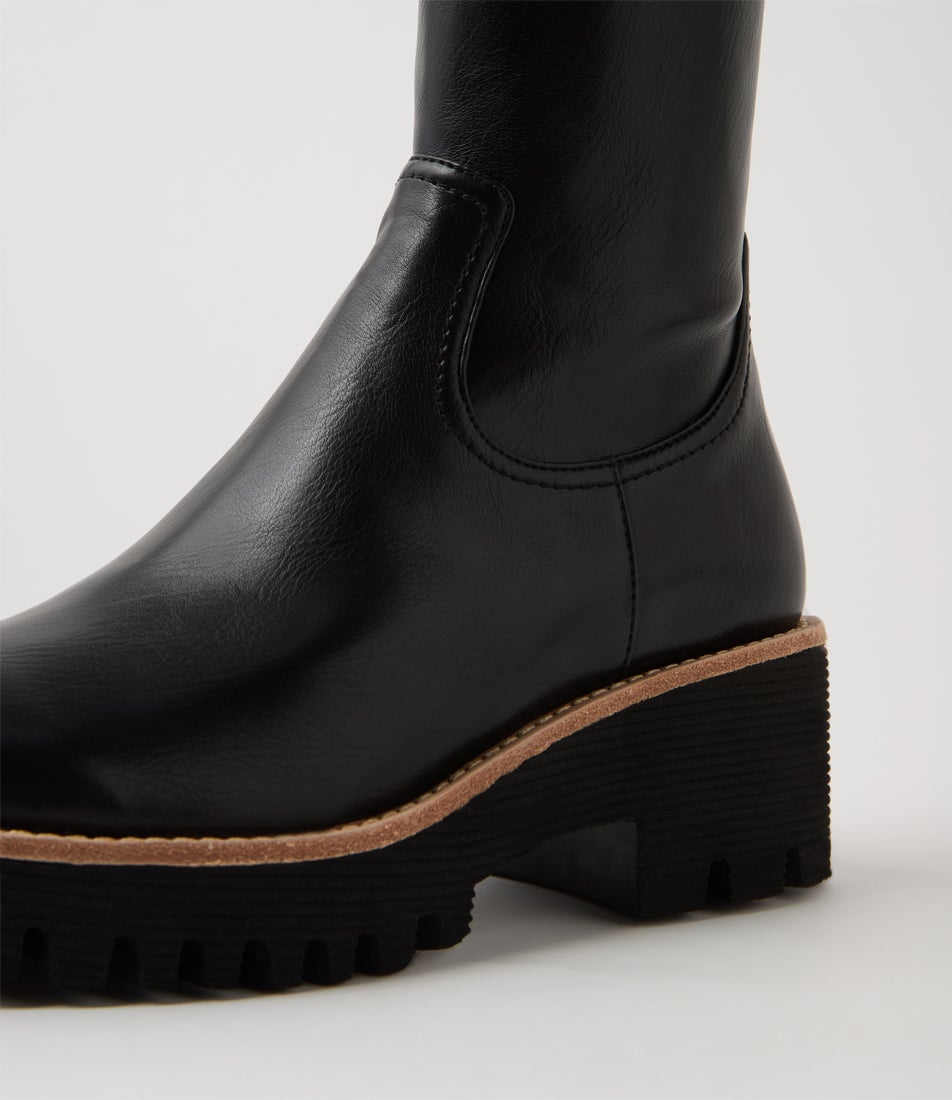 Wevver Black Stretch Knee High Boots