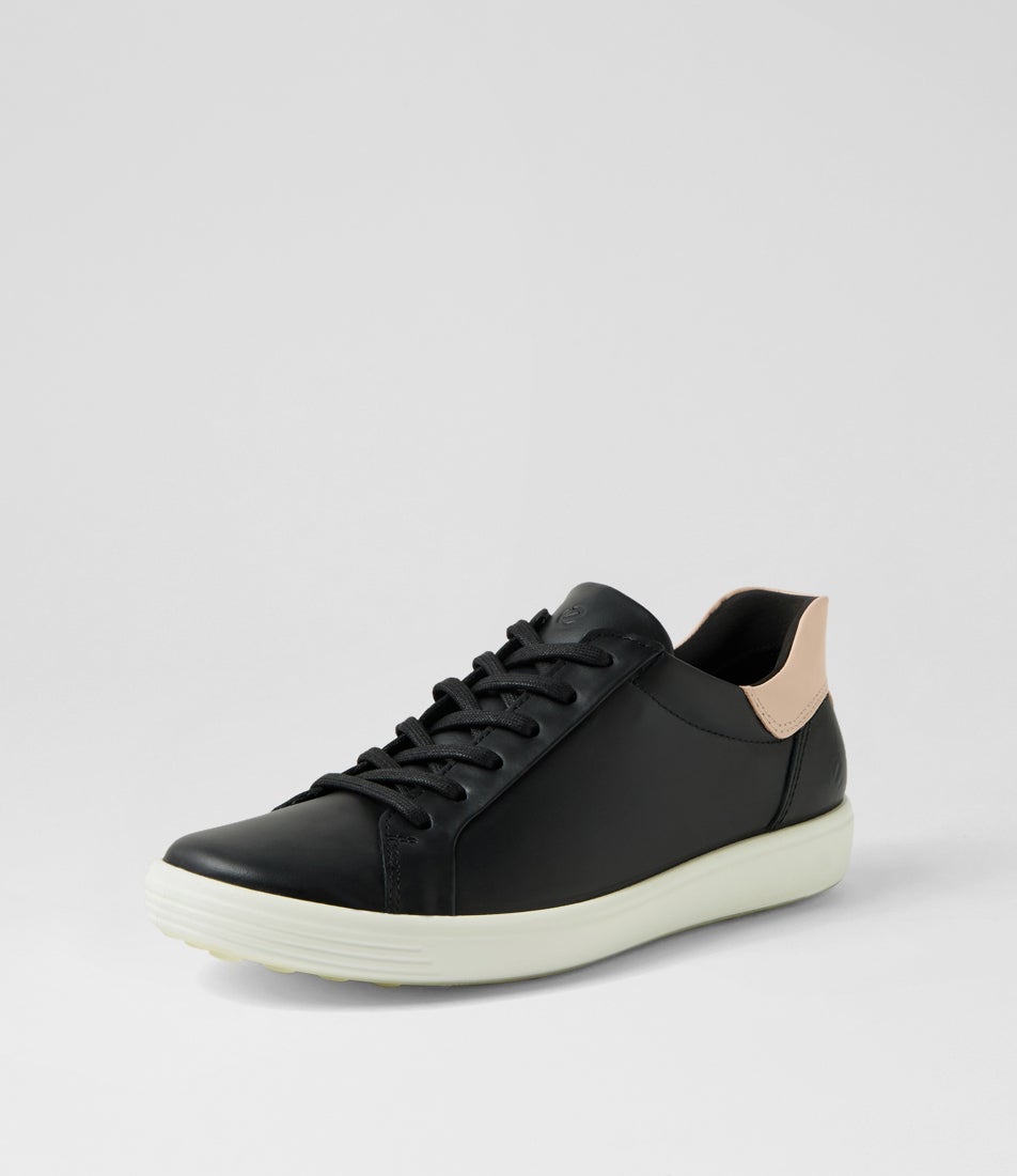 470843 Soft 7 W Black Rose Dust Leather Sneakers