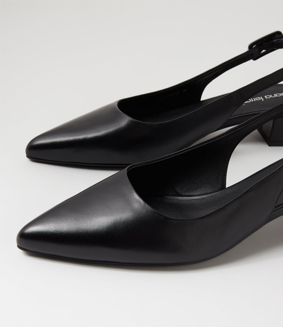 Claytin Black Leather Heels