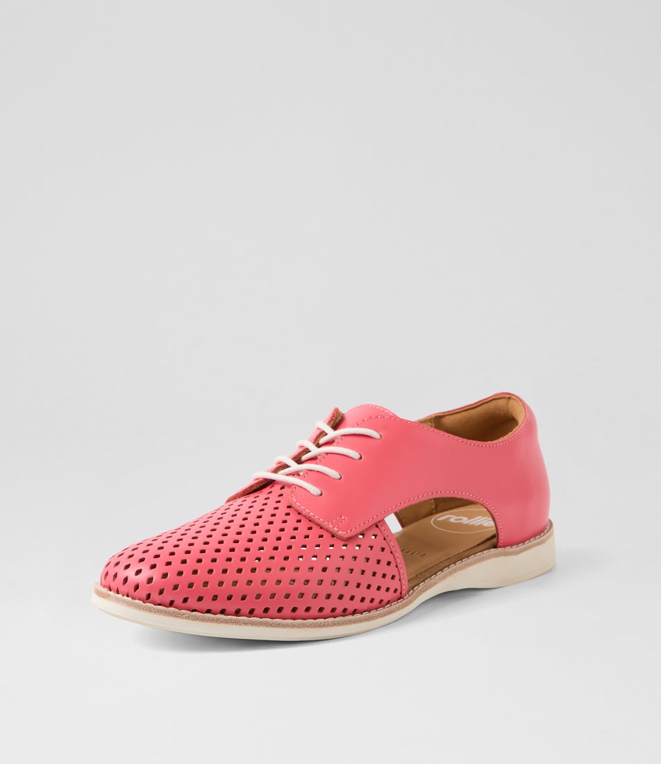 Sidecut Punch Punch Coral Leather Lace Up Flats