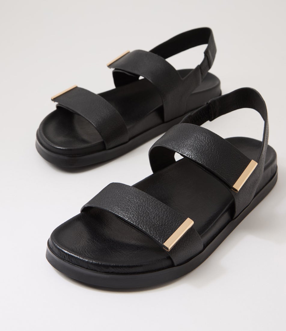 Ruskit Black Leather Sandals