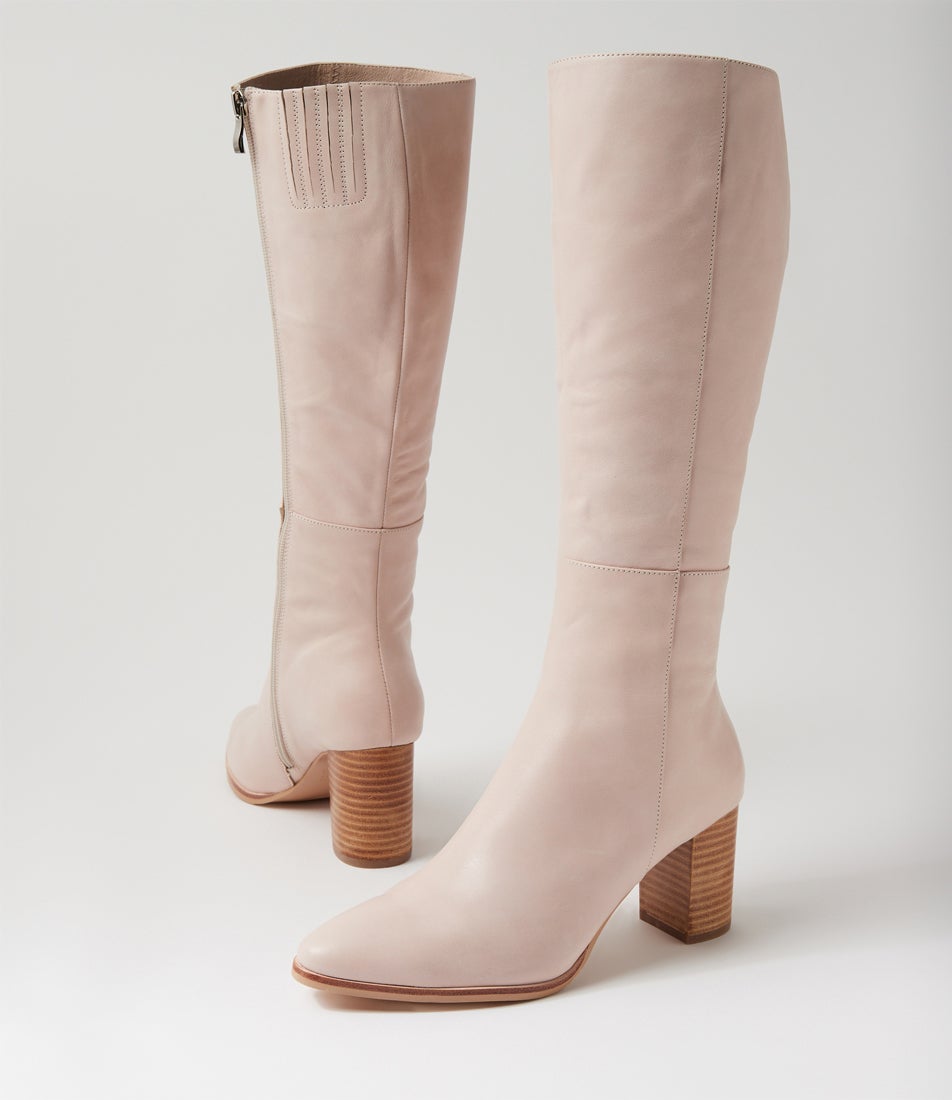 Allouta Nougat Leather Knee High Boots