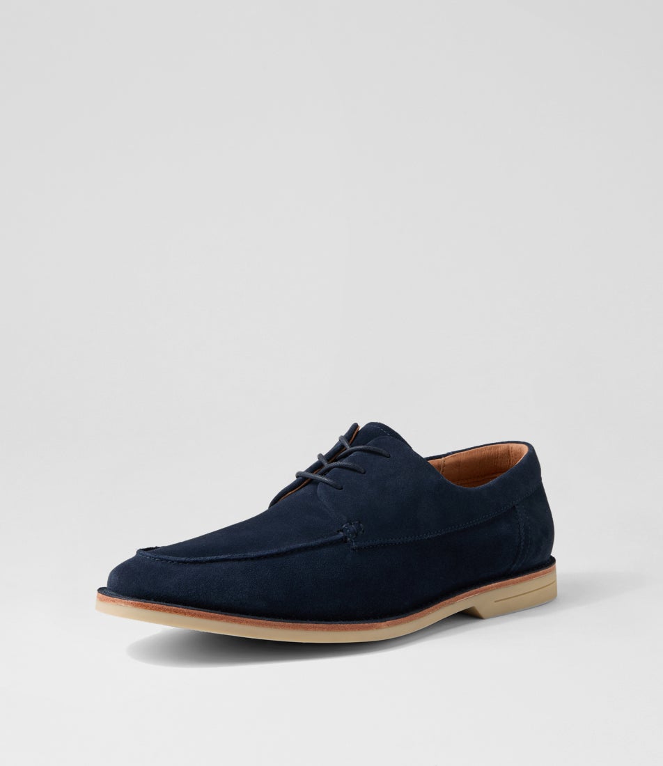 Crown Navy Suede Lace Up Flats