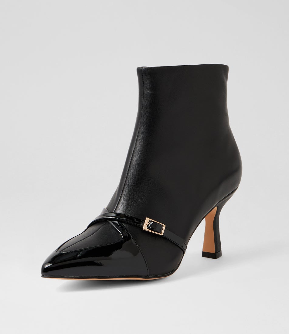 Lasmin Black Patent Leather Ankle Boots
