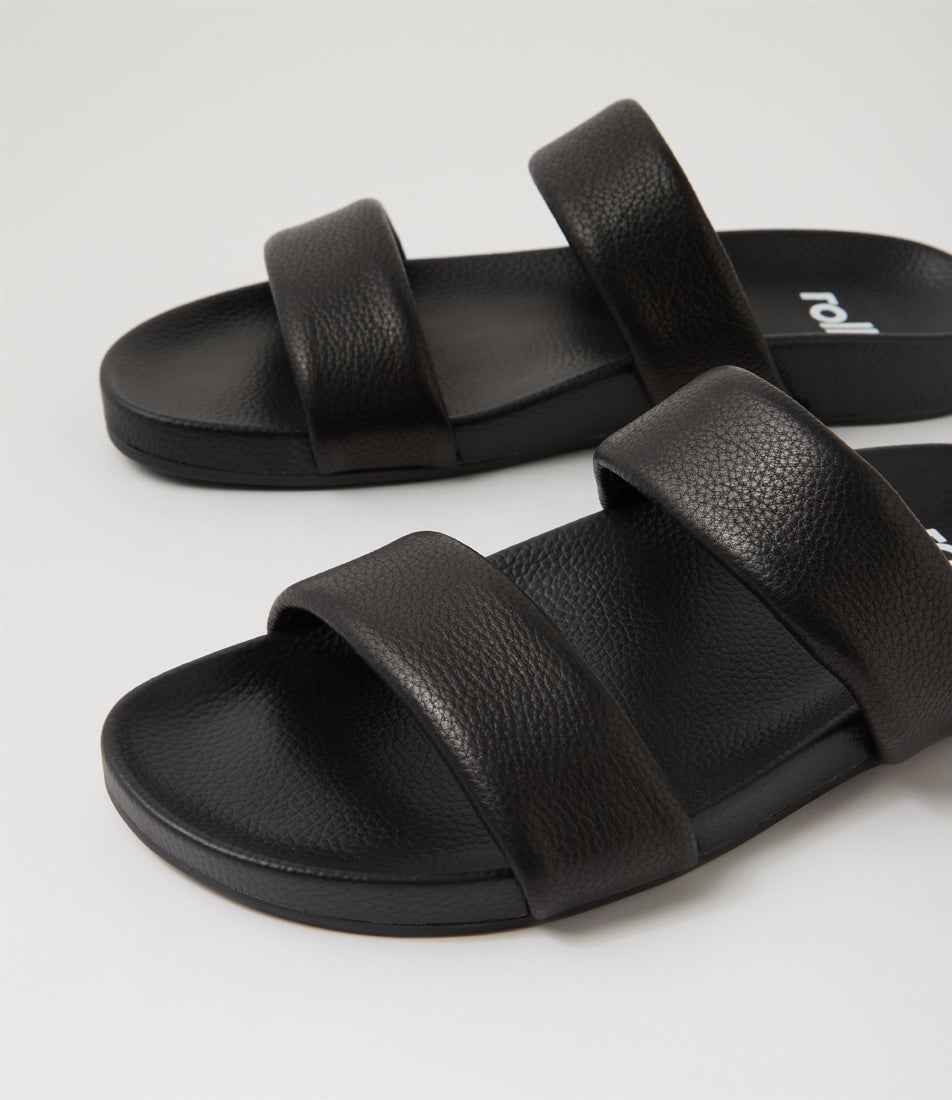 Tide Strap Black Leather Slides