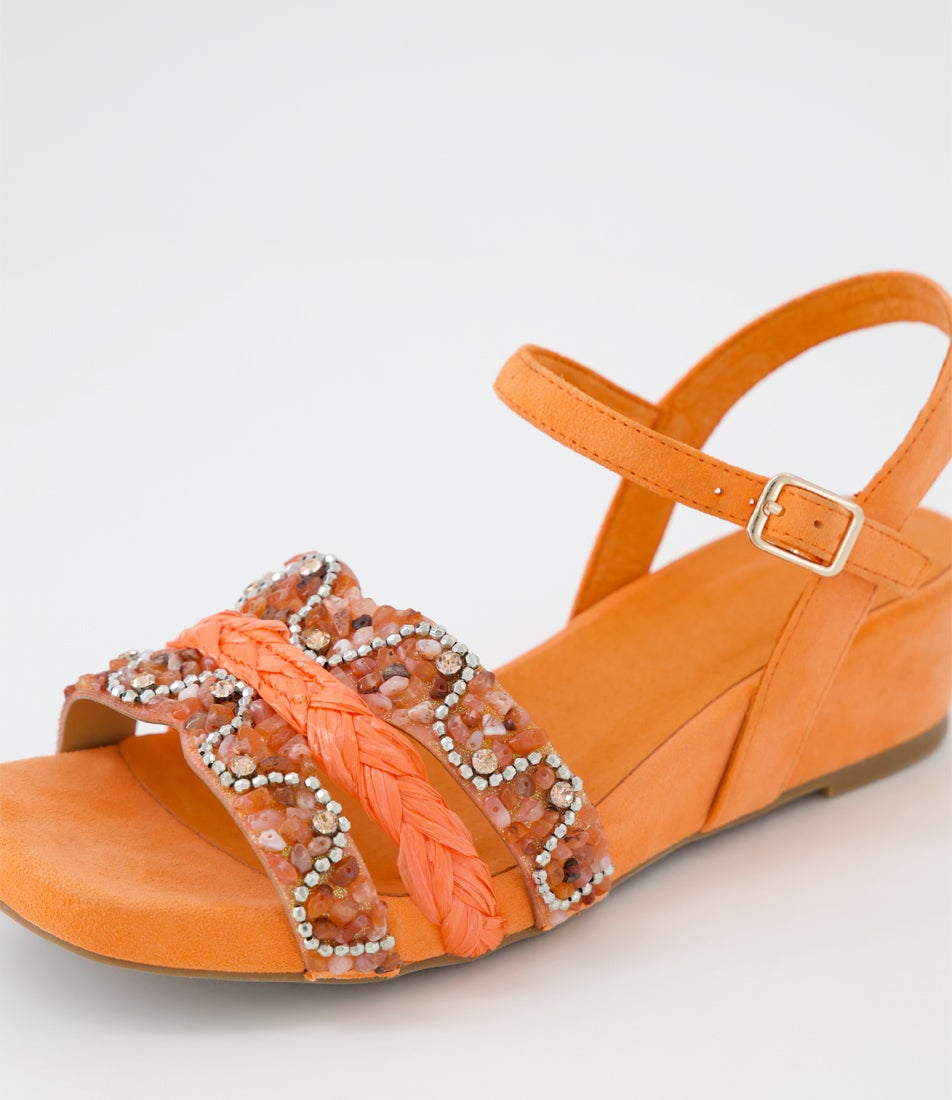 Whitni Light Orange Leather Sandals