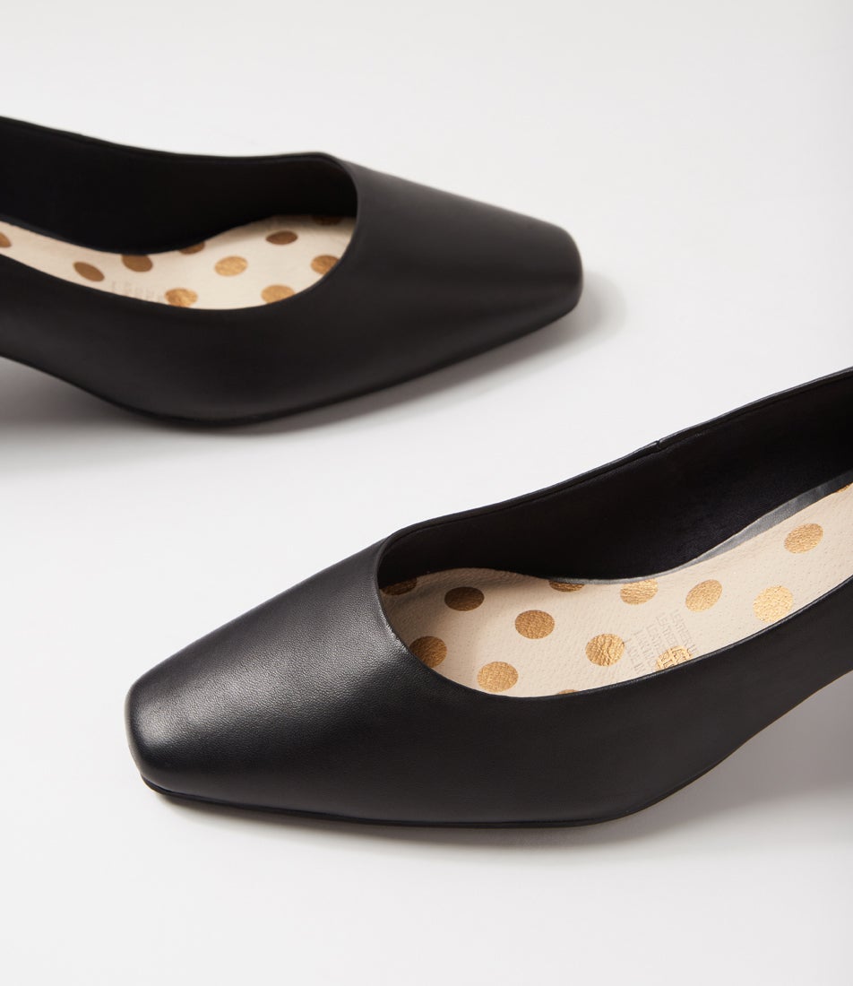 Khloes Black Leather Heels