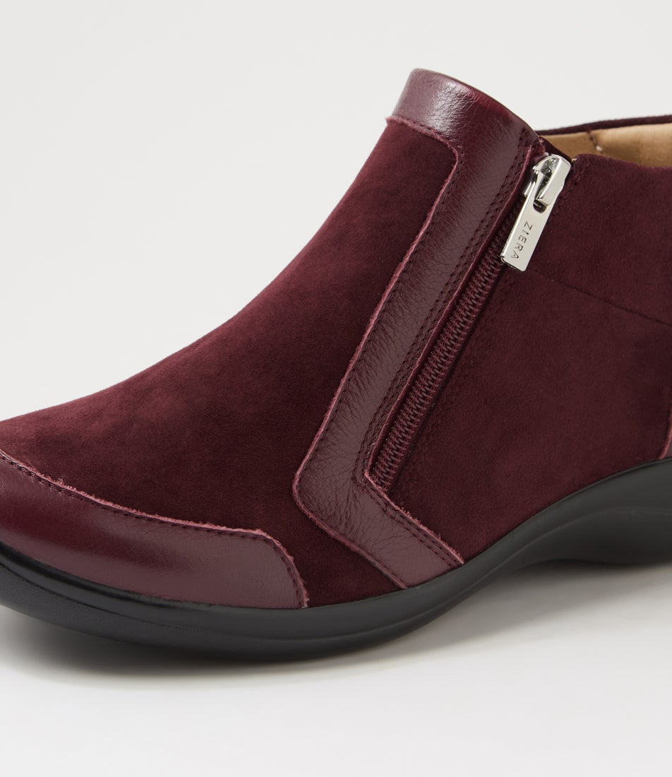 Jessel Xf Burgundy Leather Suede Ankle Boots