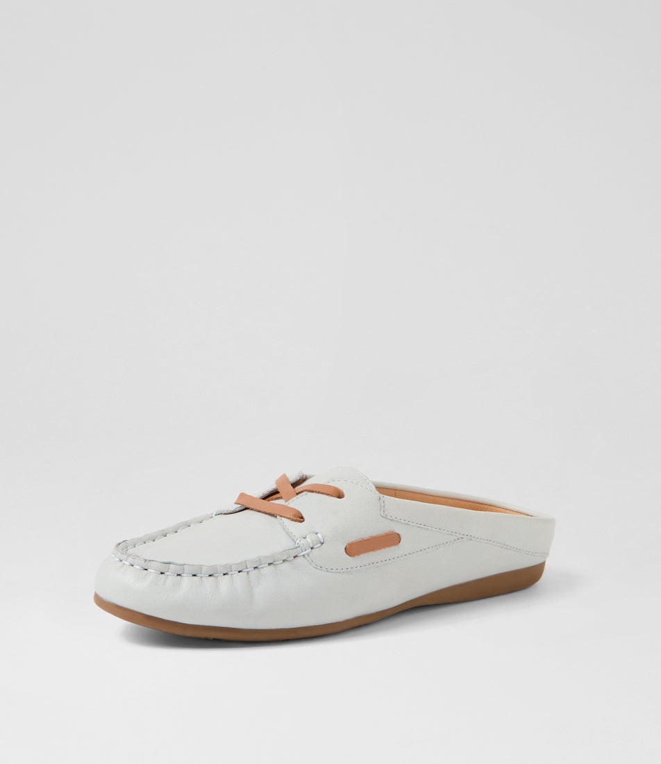 Ebuni Pale Blue Tan Leather Flat Shoes