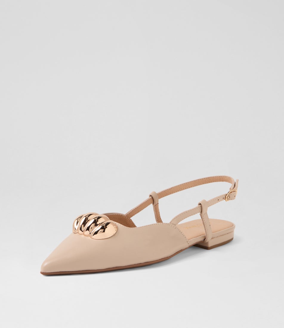 Agleam Stone Leather Flat Shoes