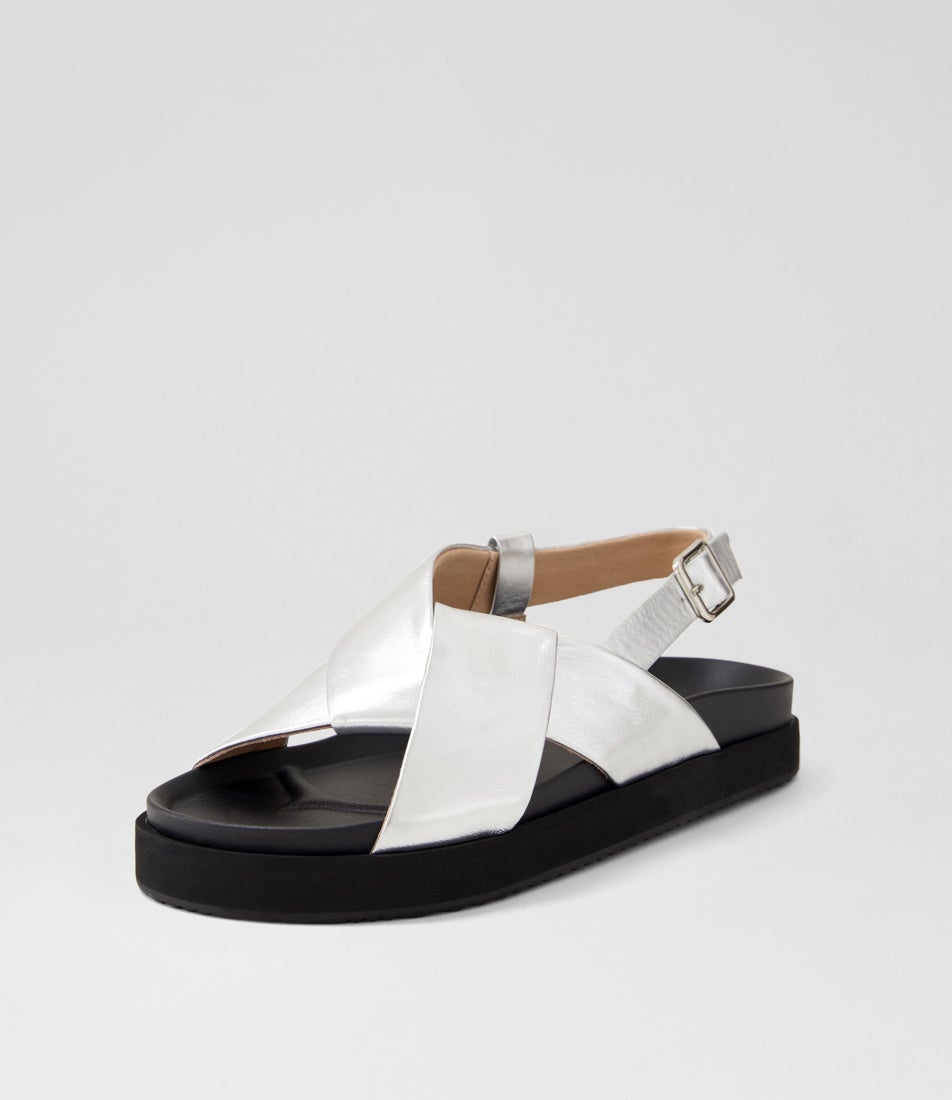Mya Silver Leather Sandals