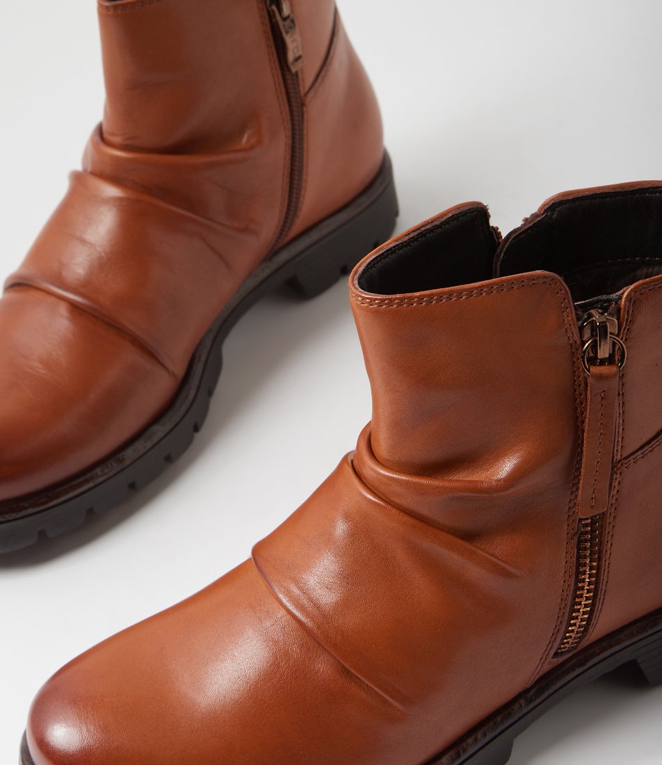 Bristol 01 Cognac Tan Leather Ankle Boots