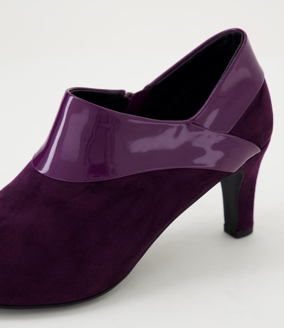 Ilonda W Eggplant Microsuede Patent Pu Heels