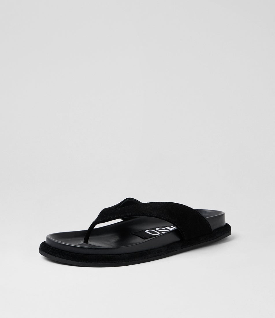 Devon Black Suede Thongs