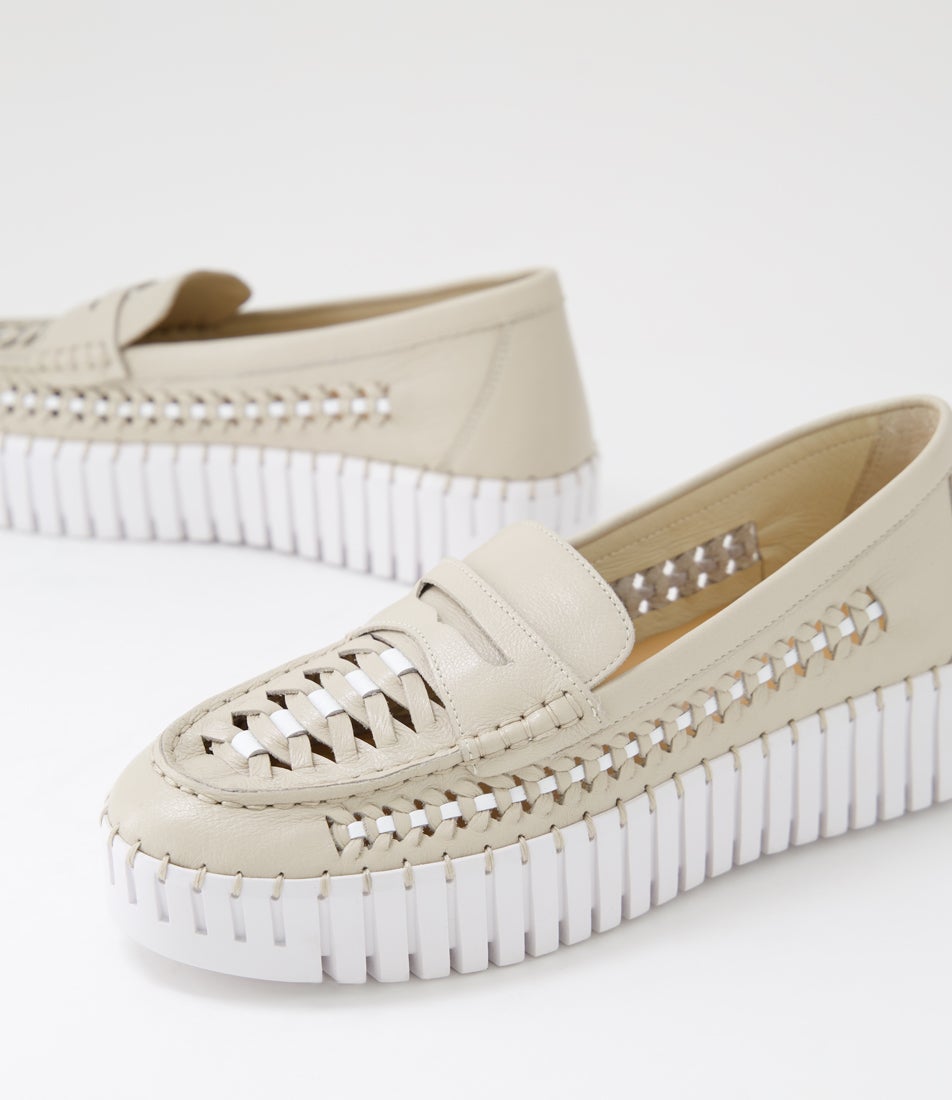 Brogo Almond White Leather Sneakers