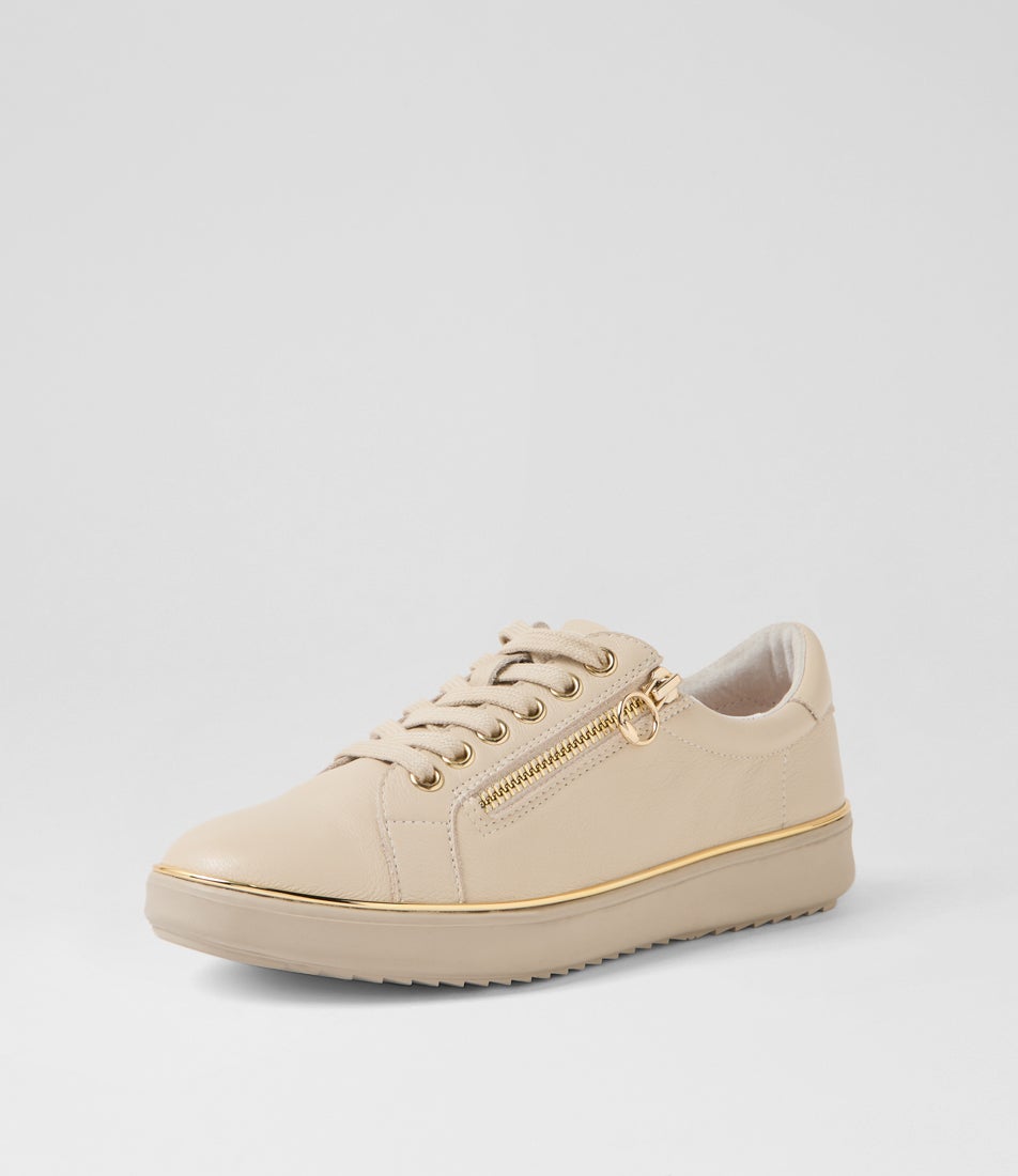 Lincon D Almond Gold Leather Sneakers