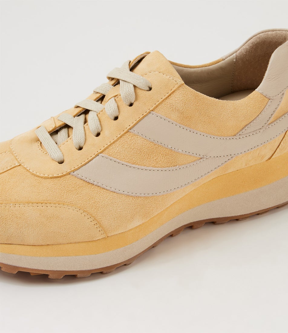 Sheryls Butter Almond Suede Leather Sneakers