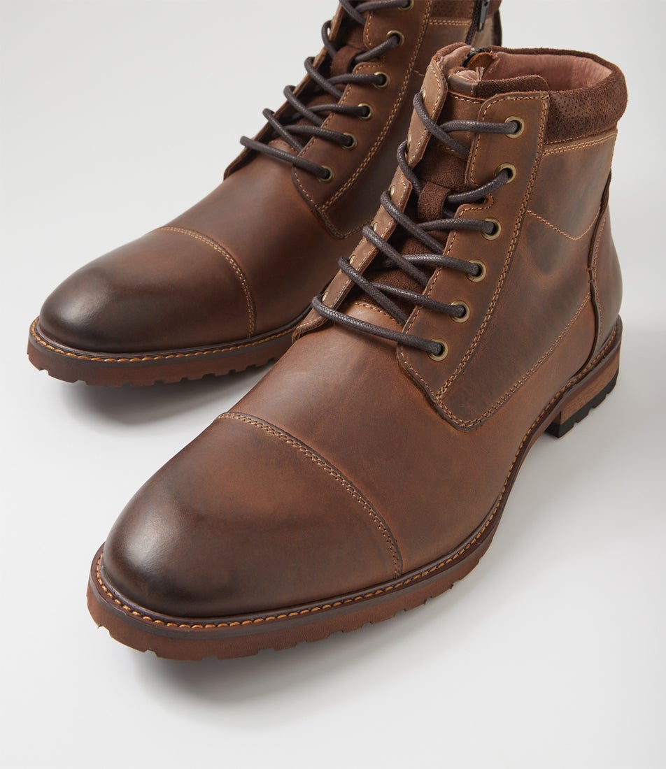 Chimney Brown Leather Lace Up Boots