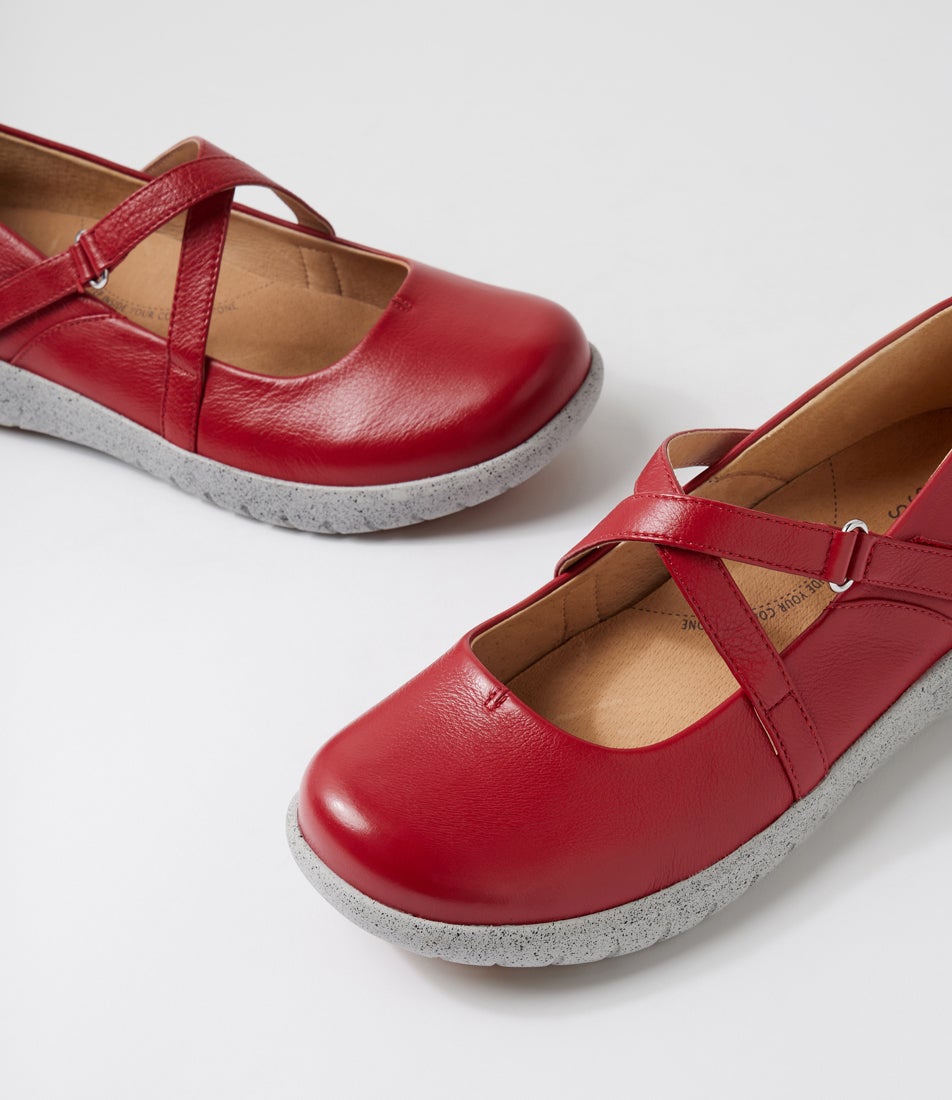 Soffees Xf Dark Red Leather Flat Shoes