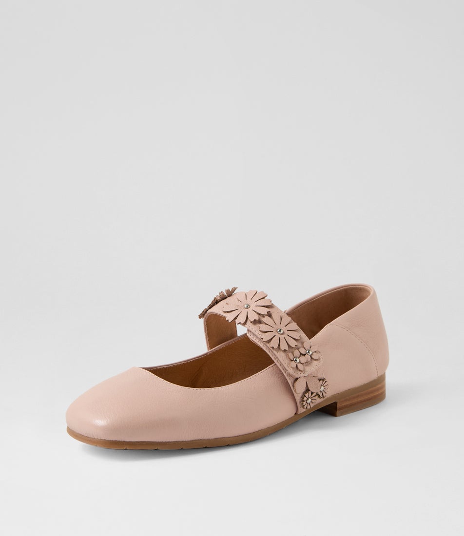 Pheasant Rose Leather Flat Shoes