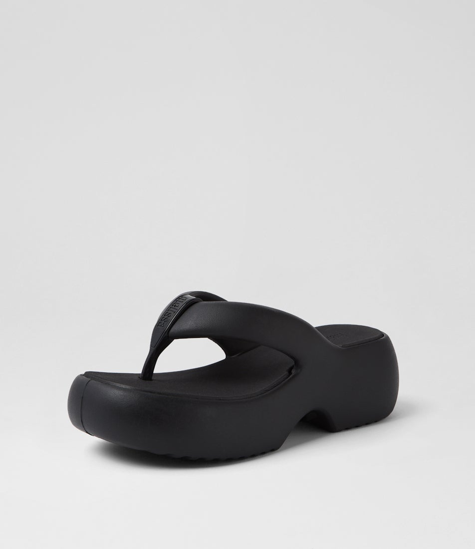 Free Fuzzy Platform Ad Black Sandals