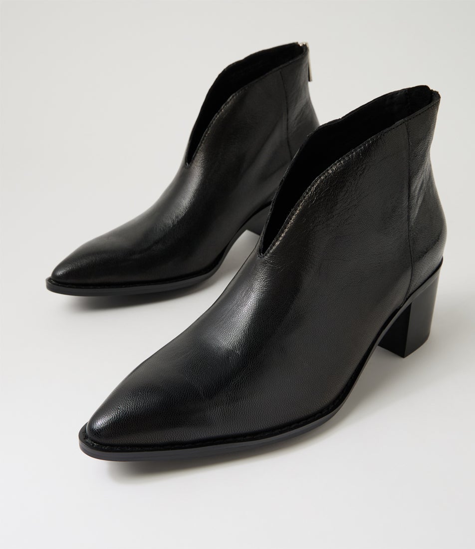 Fernada Black Polish Leather Ankle Boots Fernada Black Polish Leather Ankle Boots