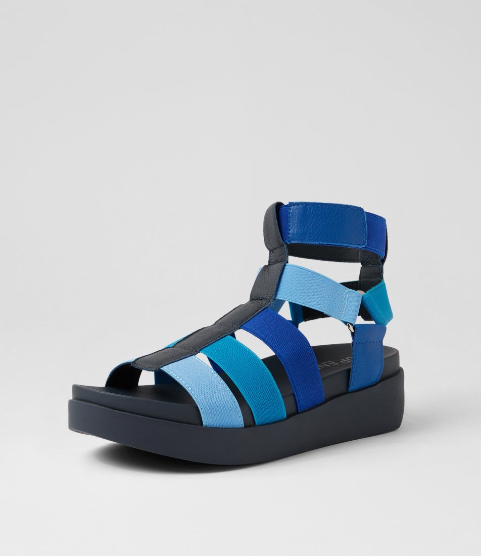 Dacie Blue Mix Elastic Leather Sandals