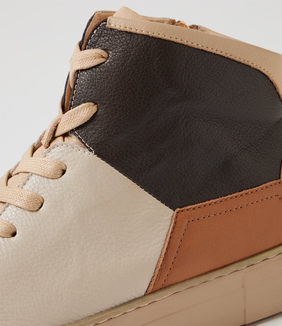 Ferays Neutral Multi Leather Lace Up Boots