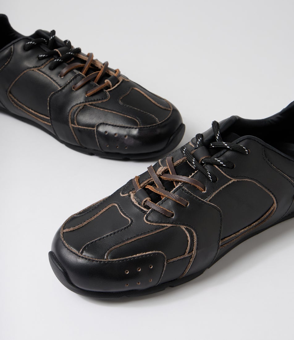 Lissel Distressed Black Leather Sneakers