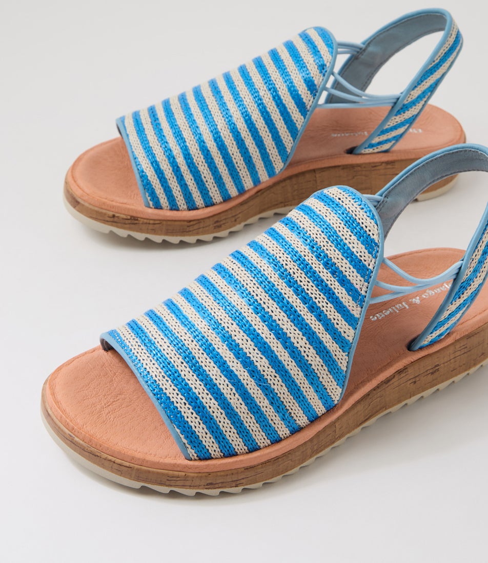 Oarliss Blue Stripe Fabric Sandals
