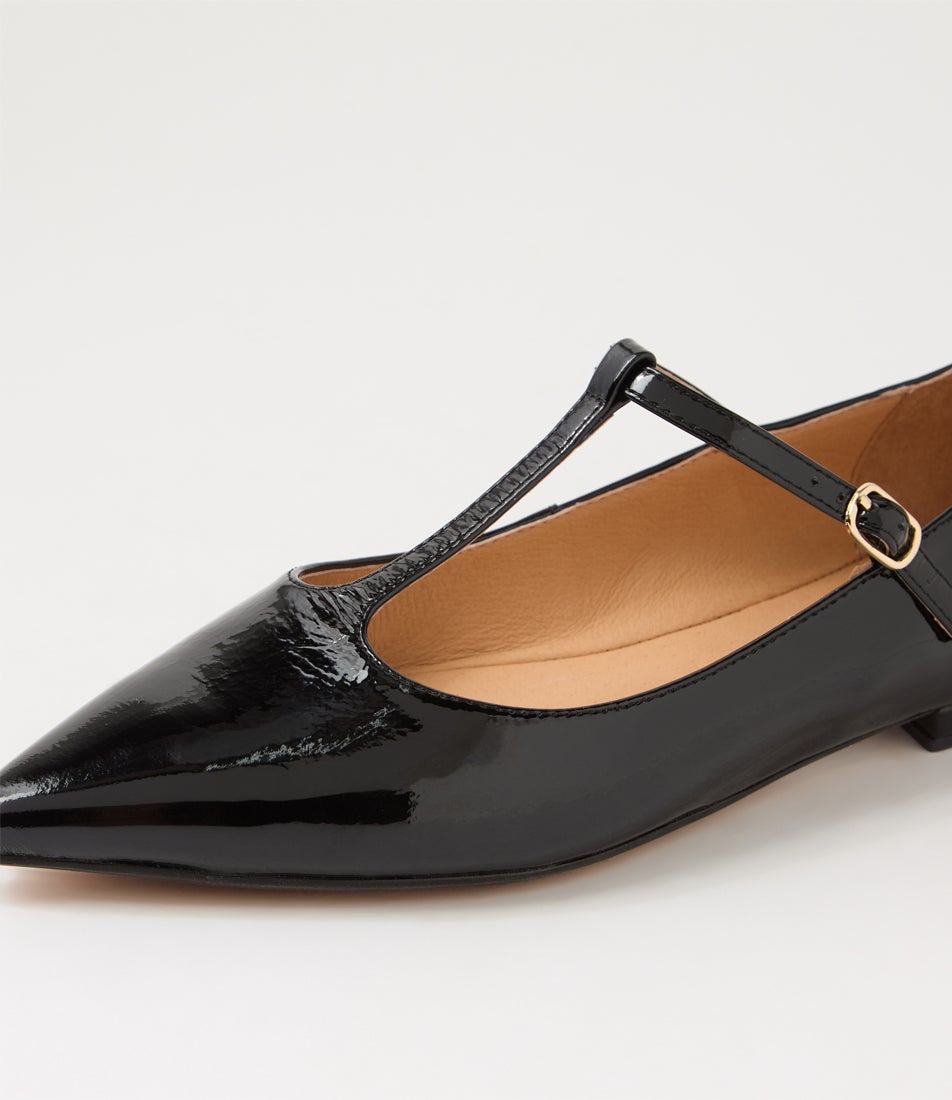 Aprils Black Patent Leather Flat Shoes