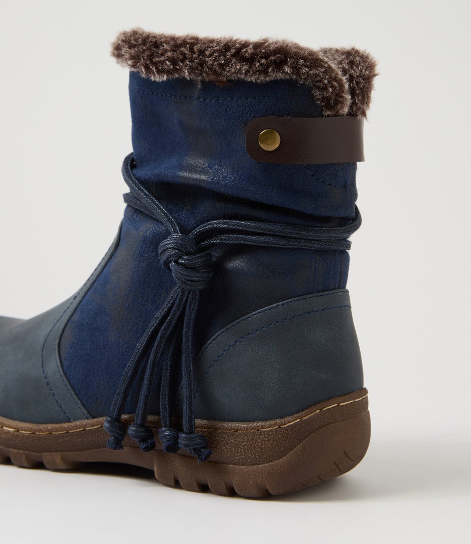 Duzzel Navy Multi Ankle Boots