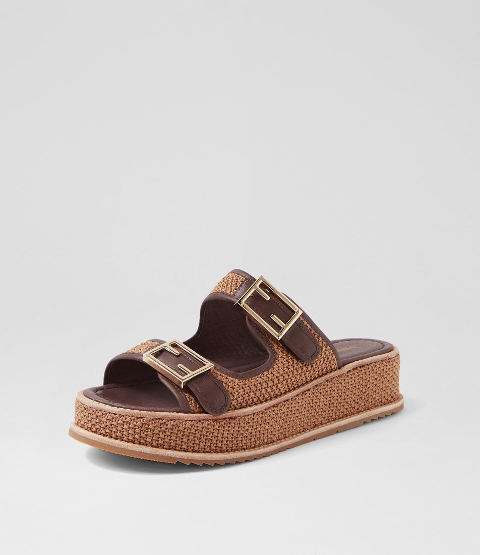Vexta Choc Coffee Leather Slides