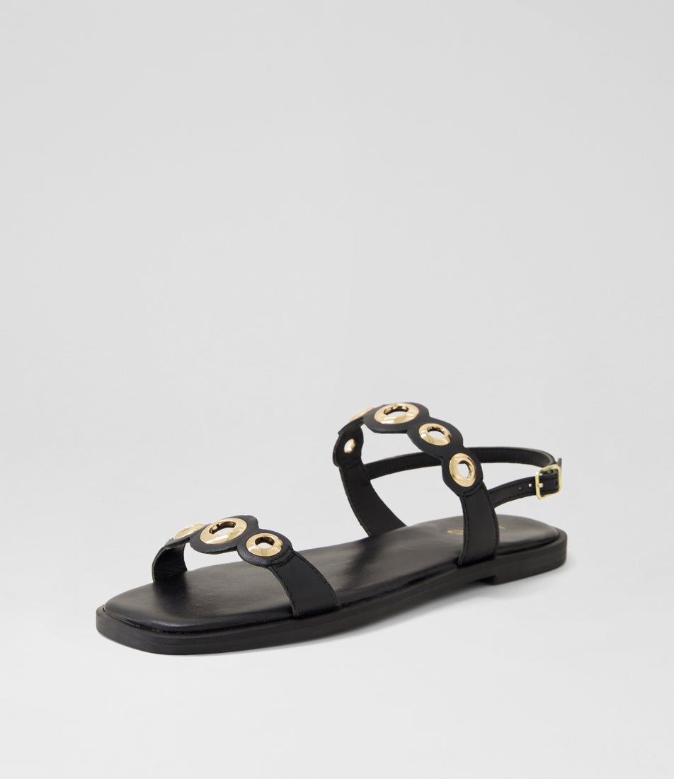 Tisker Black Leather Sandals