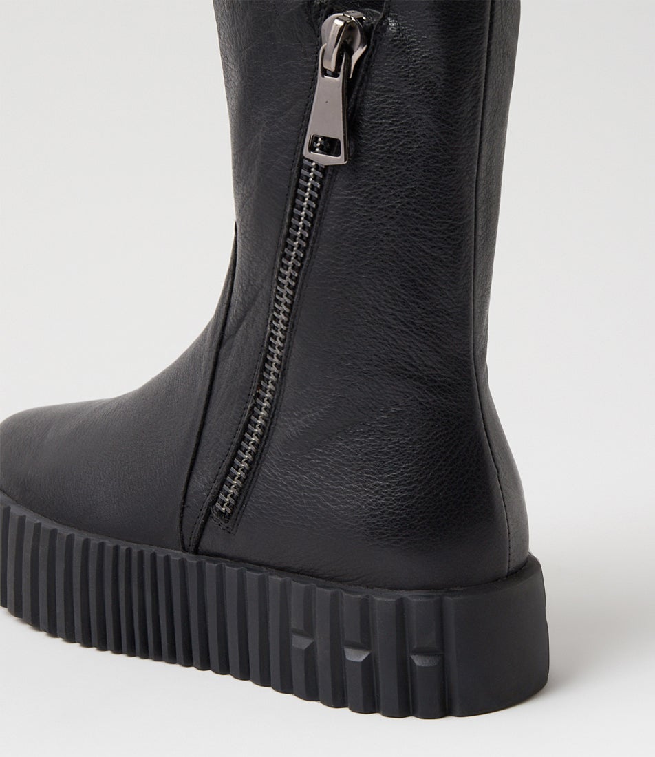 Bluma Black Leather Ankle Boots