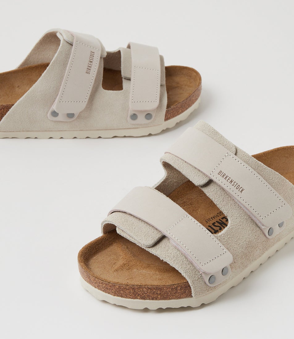 Uji Antique White Nubuck Suede Slides