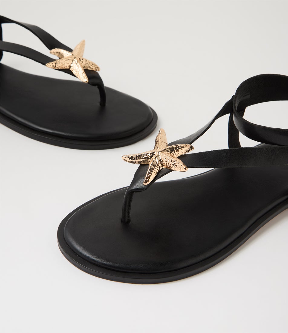 East Black Leather Thongs