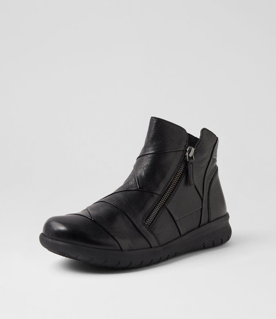 Sisley Xf Black Leather Ankle Boots