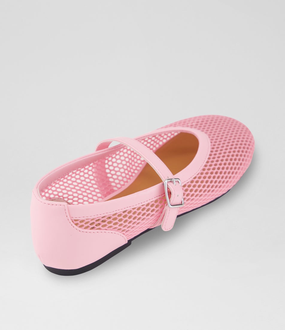Evie Junior Rose Bloom Mesh Leather Flat Shoes