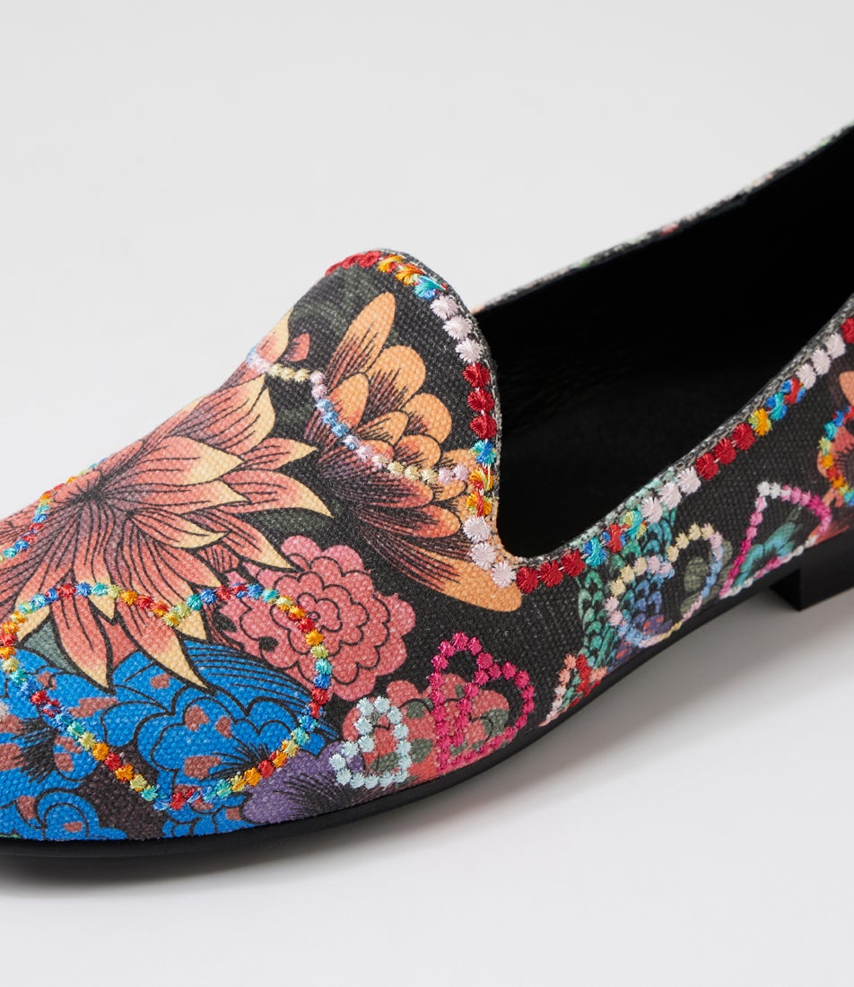 Giggly Black Multi Loafers