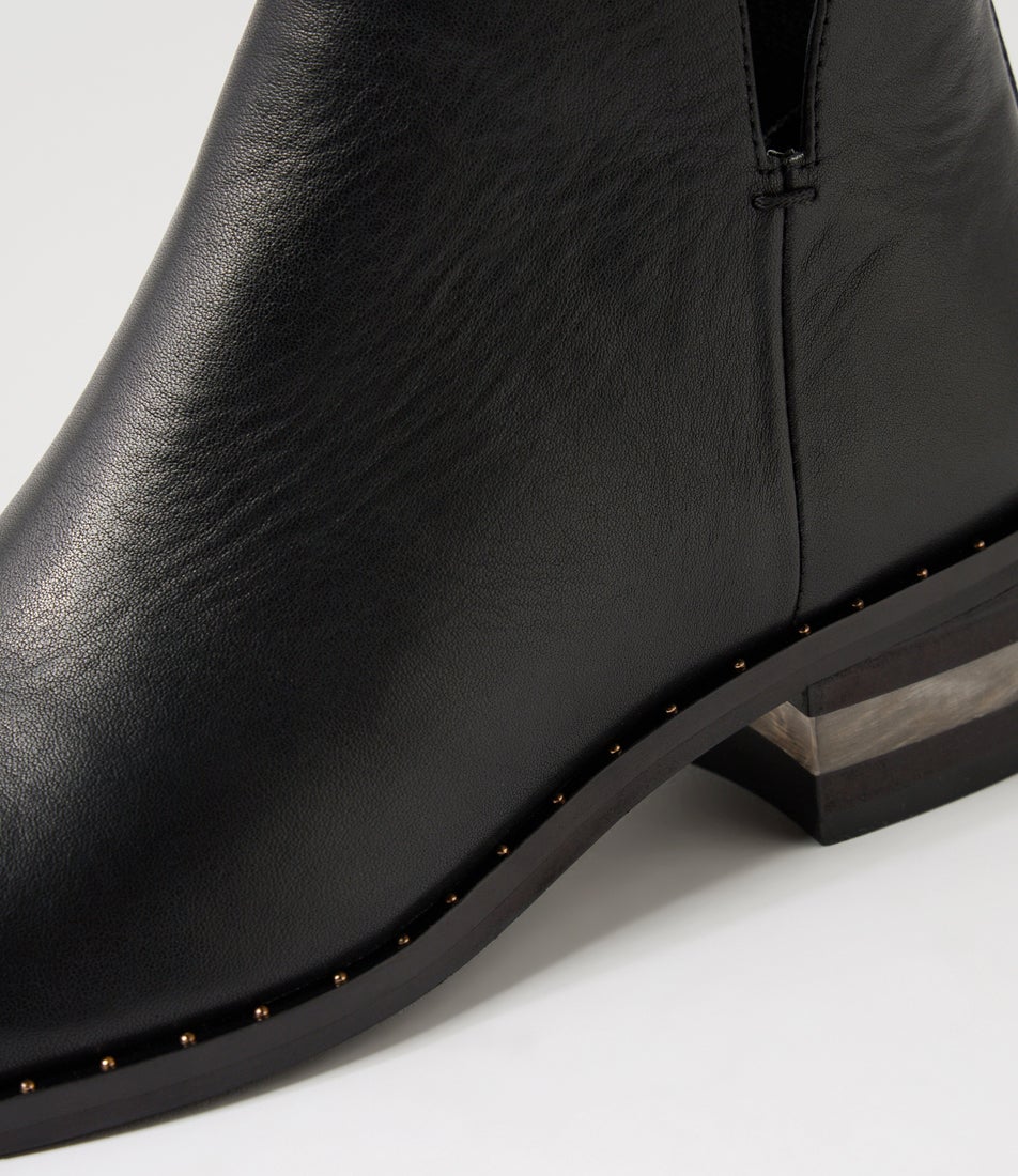 Folsoms Black Leather Ankle Boots