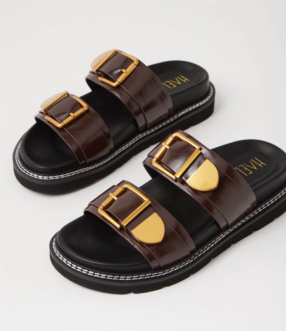 Complex Choc Leather Slides