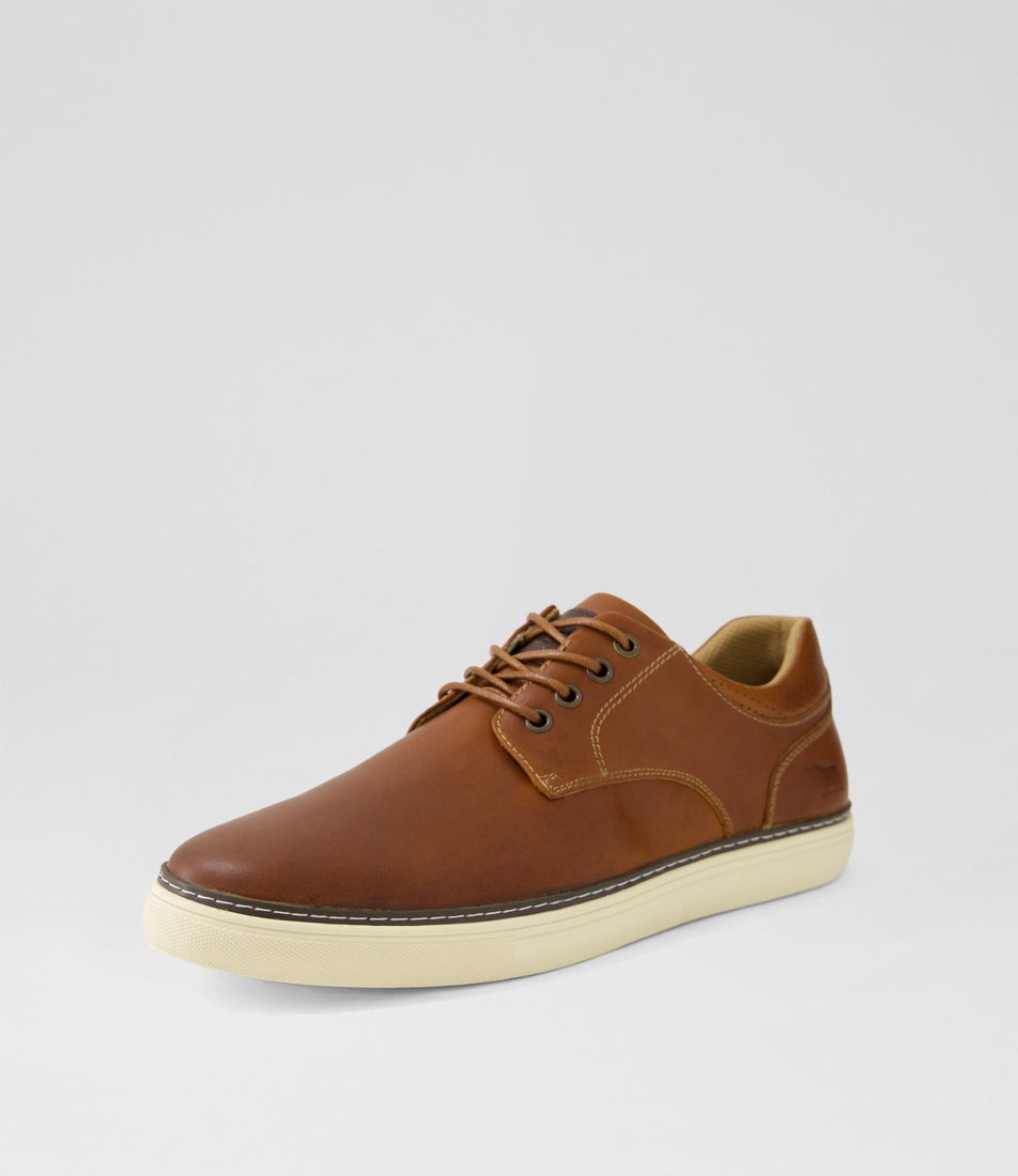 Border Tan Leather Sneakers