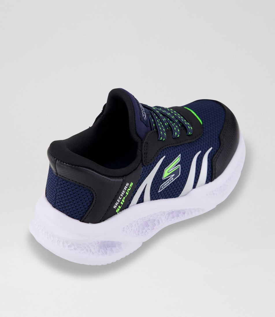 Meteor Lights Toddler Navy Black Fabric Sneakers