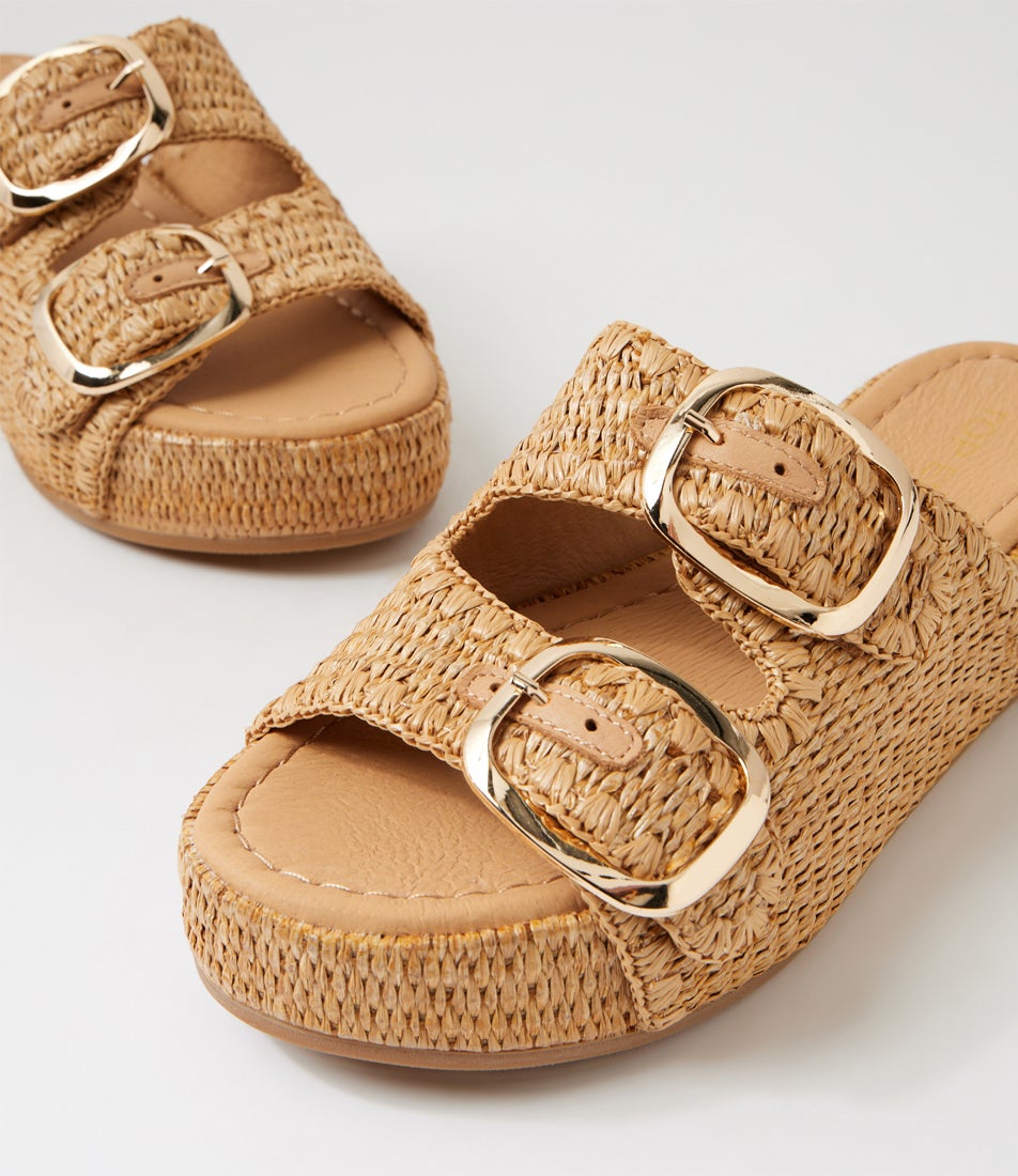 Zollan Natural Synthetic Raffia Sandals