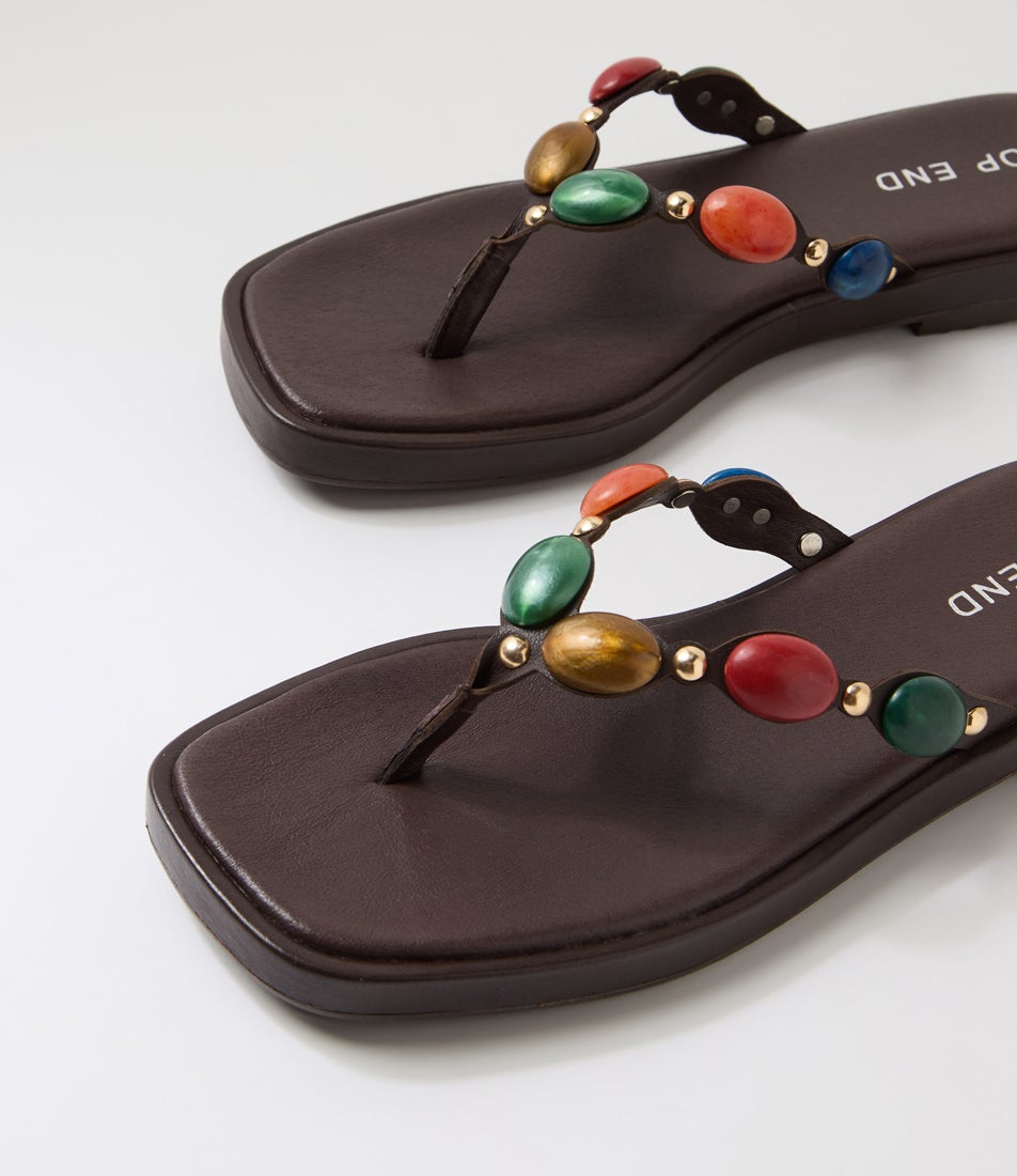 Tahna Choc Multi Leather Thongs