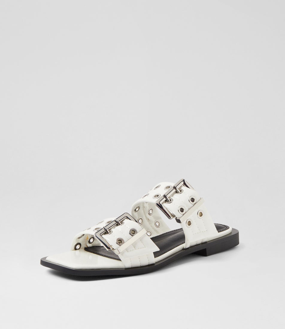 Ego White Patent Pu Slides