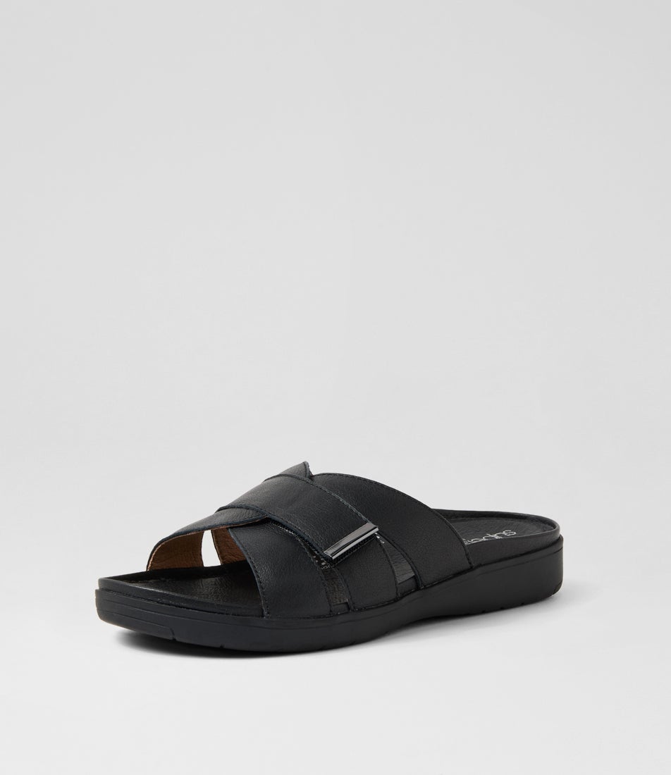 Kimmies Black Leather Sandals