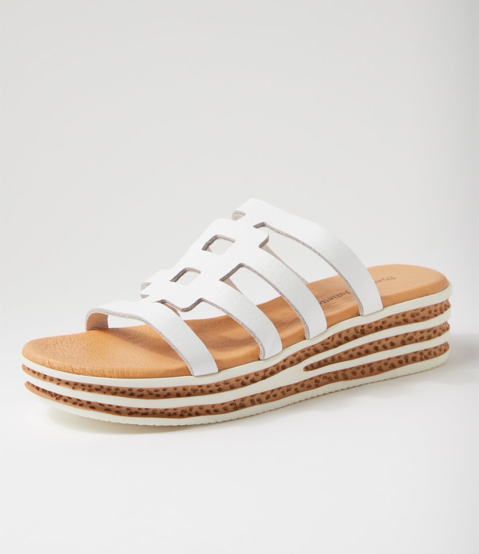 Colettes White Leather Slides